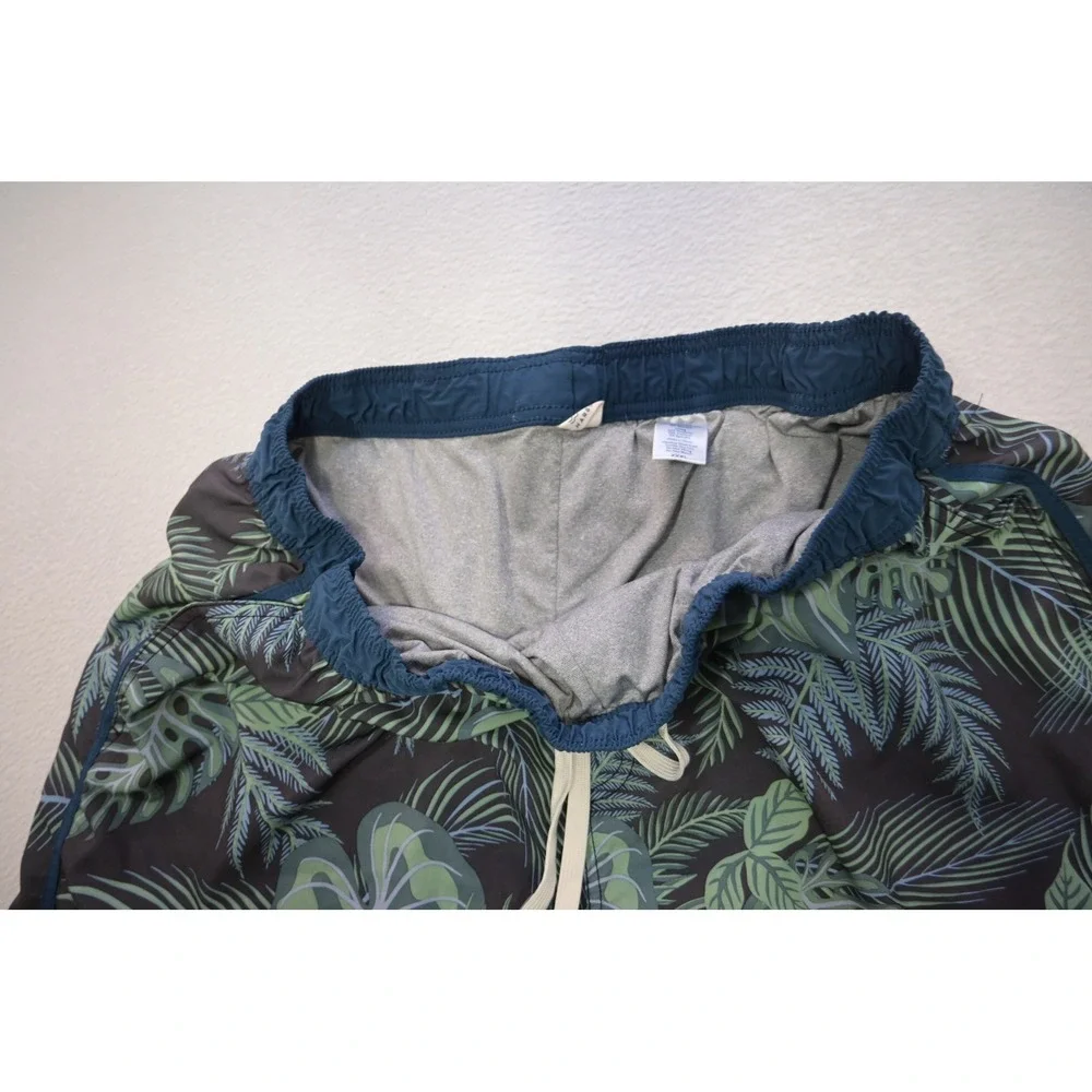 Fair Harbor Swim Trunks Mens 3XL Blue‎ Green Tropical Leaf Print Excellent